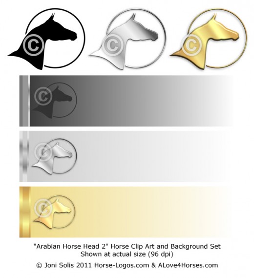 Arabian Horse Head 2 - clip art and background set