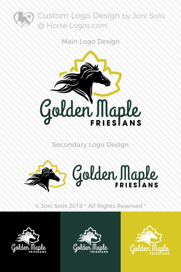 Horse Logo for Golden Maple Friesians