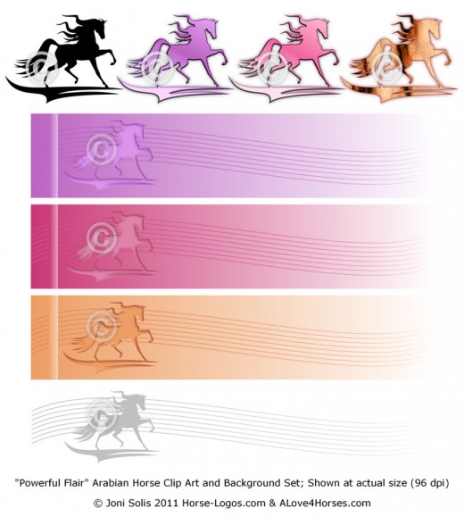 Powerful Flair - Arabian horse clip art set Powerful Flair - Arabian horse clip art set